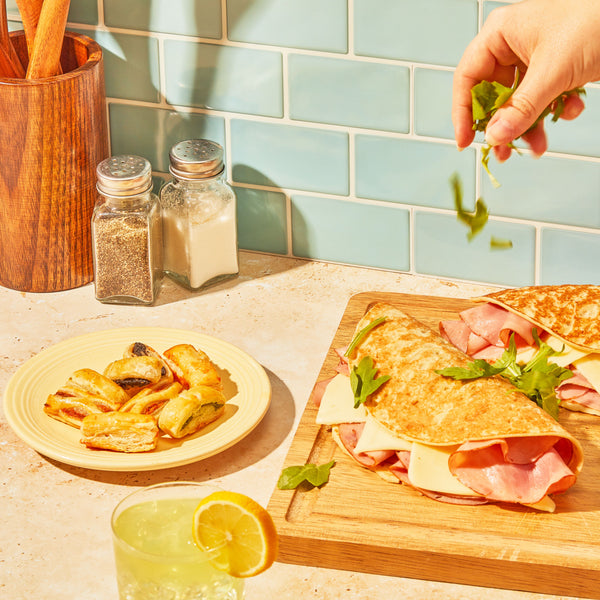 Ham & cheese crepe paired with cocktail bites