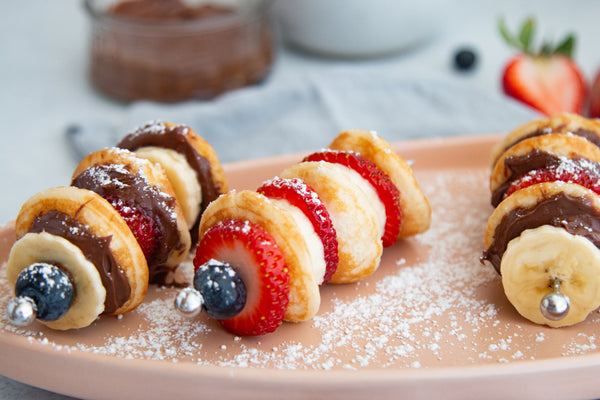 Mini Pancake Skewers with various fruit