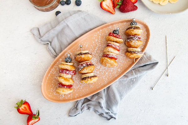 Mini Pancake skewers with various fruit