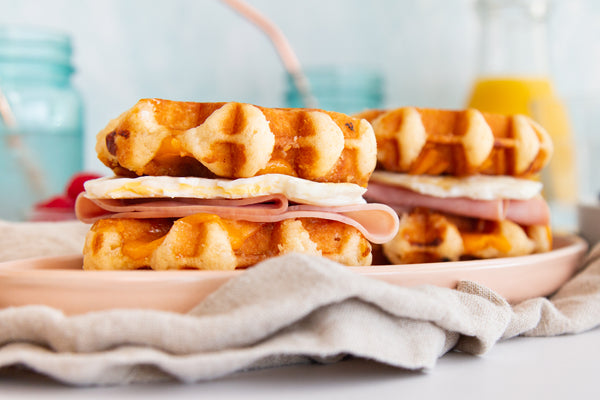 Belgian Waffle breakfast sandwiches