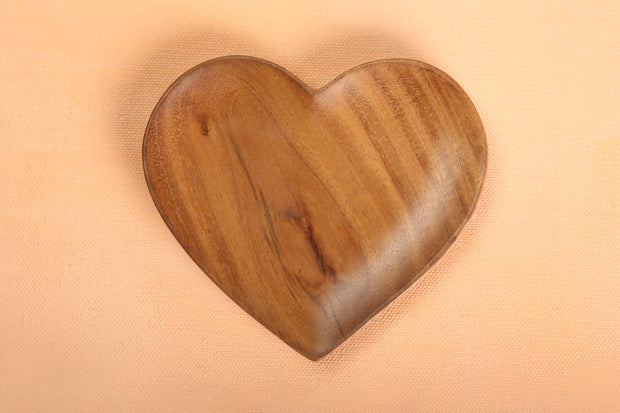 Handmade Wood Heart Dish, Valentine's Day - 4.5x5 inch (MOQ 4)