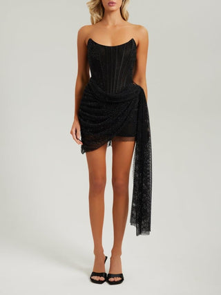 Heiress Beverly Hills premium lace drape corset mini dress in