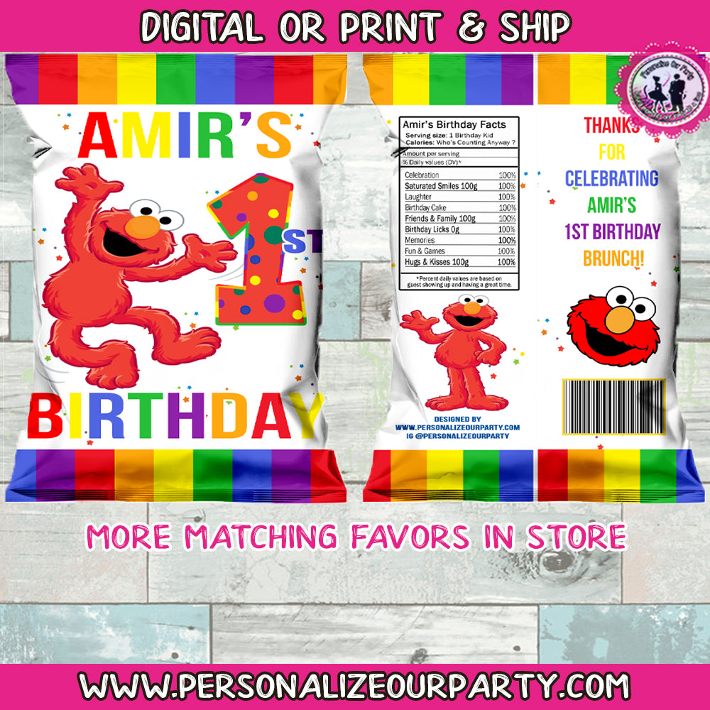 Elmo chip bag wrappers-digital-printed-elmo party favors-elmo party-fi ...