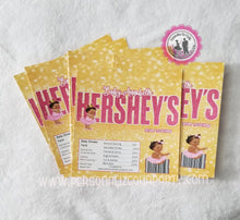 Load image into Gallery viewer, Princess chocolate Hershey candy bar wrapper-custom candy bar wrapper-princess baby shower-baby shower favors-candy bar favors-pink and gold