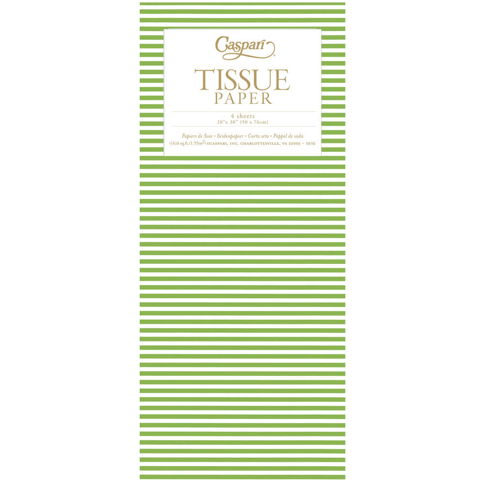 Mini Stripe Green Tissue Pack - 4 Sheets – Caspari Europe