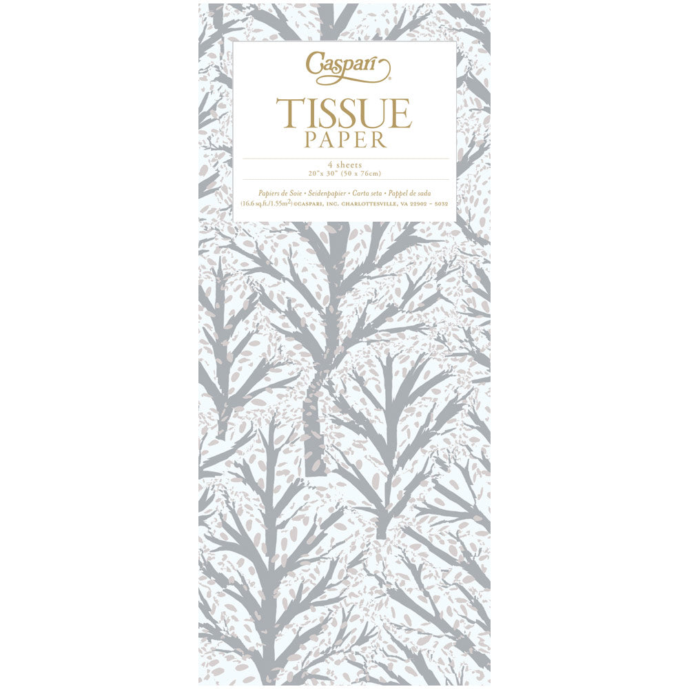 Winter Trees White & Silver Tissue Pack - 4 Sheets – Caspari Europe