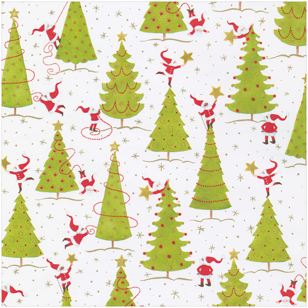 Caspari 8' Continuous Gift Wrap Roll, Dancing Santas