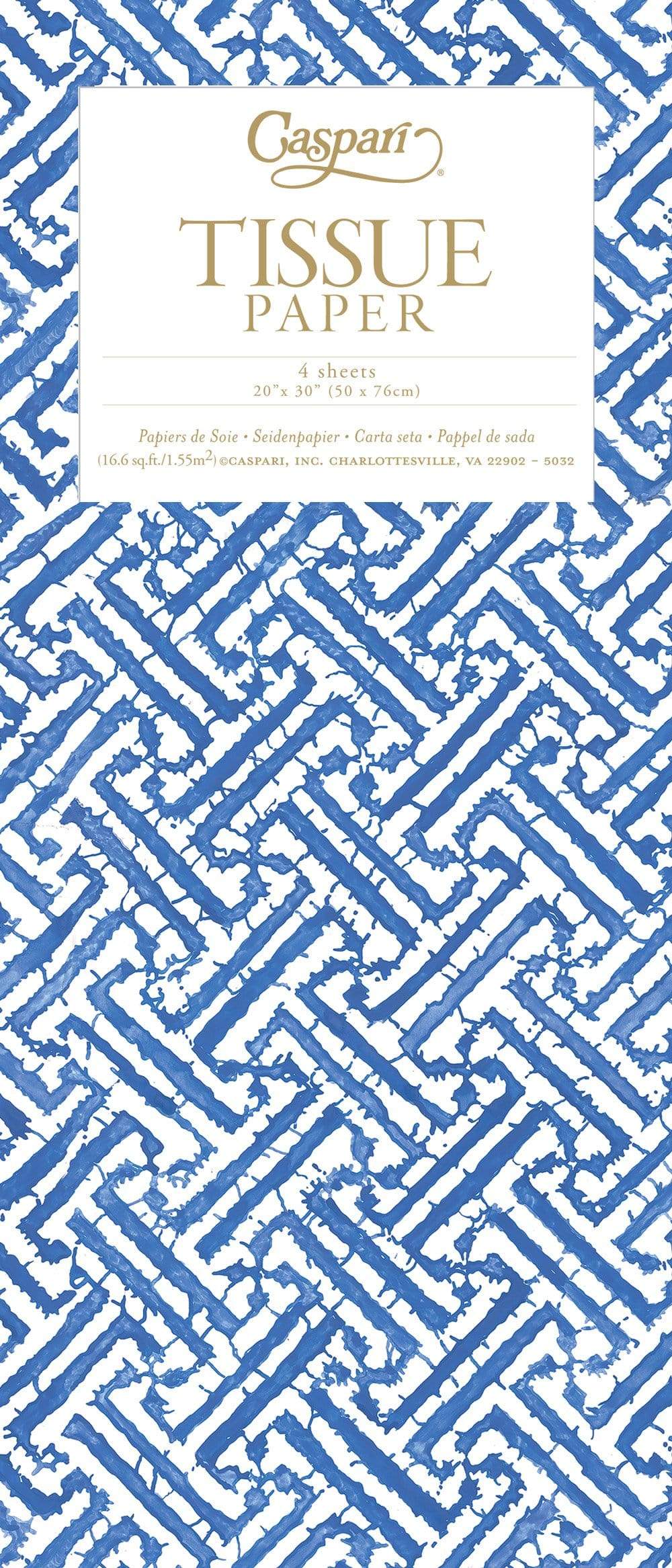 Fretwork Tissue Paper in Blue - 4 Sheets Included – Caspari Europe