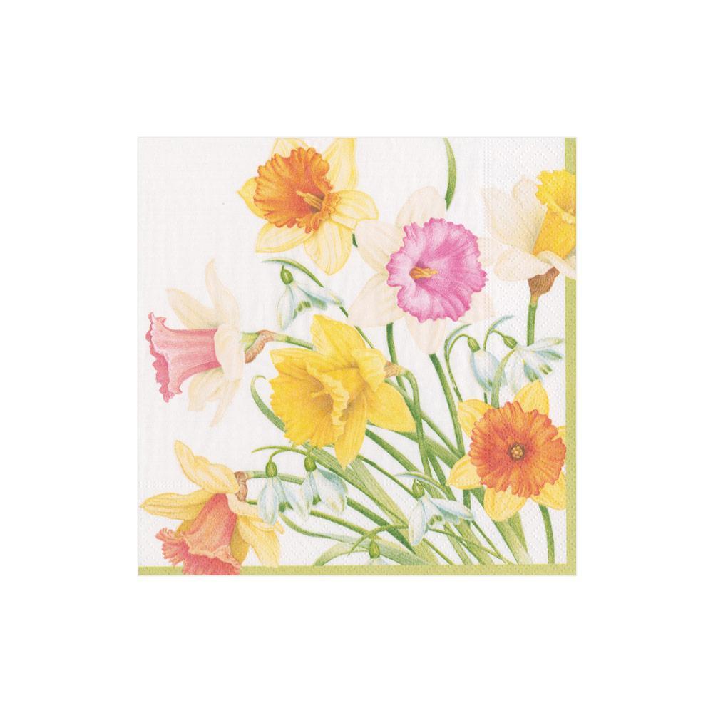 Multi Color Printed Spring Flower Design Cloth Dinner Napkins (Set of 4),  20 Square