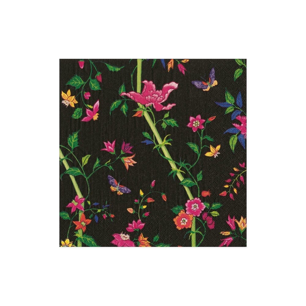 Multi Color Printed Spring Flower Design Cloth Dinner Napkins (Set of 4),  20 Square