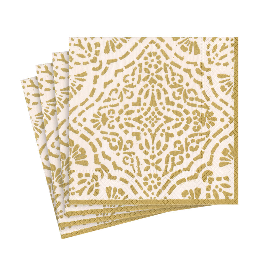 White with Gold Stripe Guest Paper Dinner Napkins | 16 Napkins