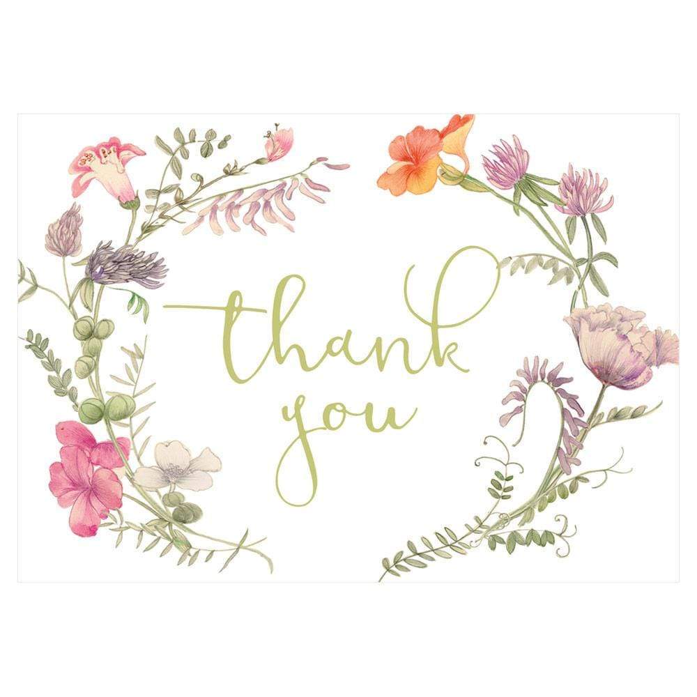 Thank You Cards, Floral Watercolor Bulk Set with Envelopes (5 x