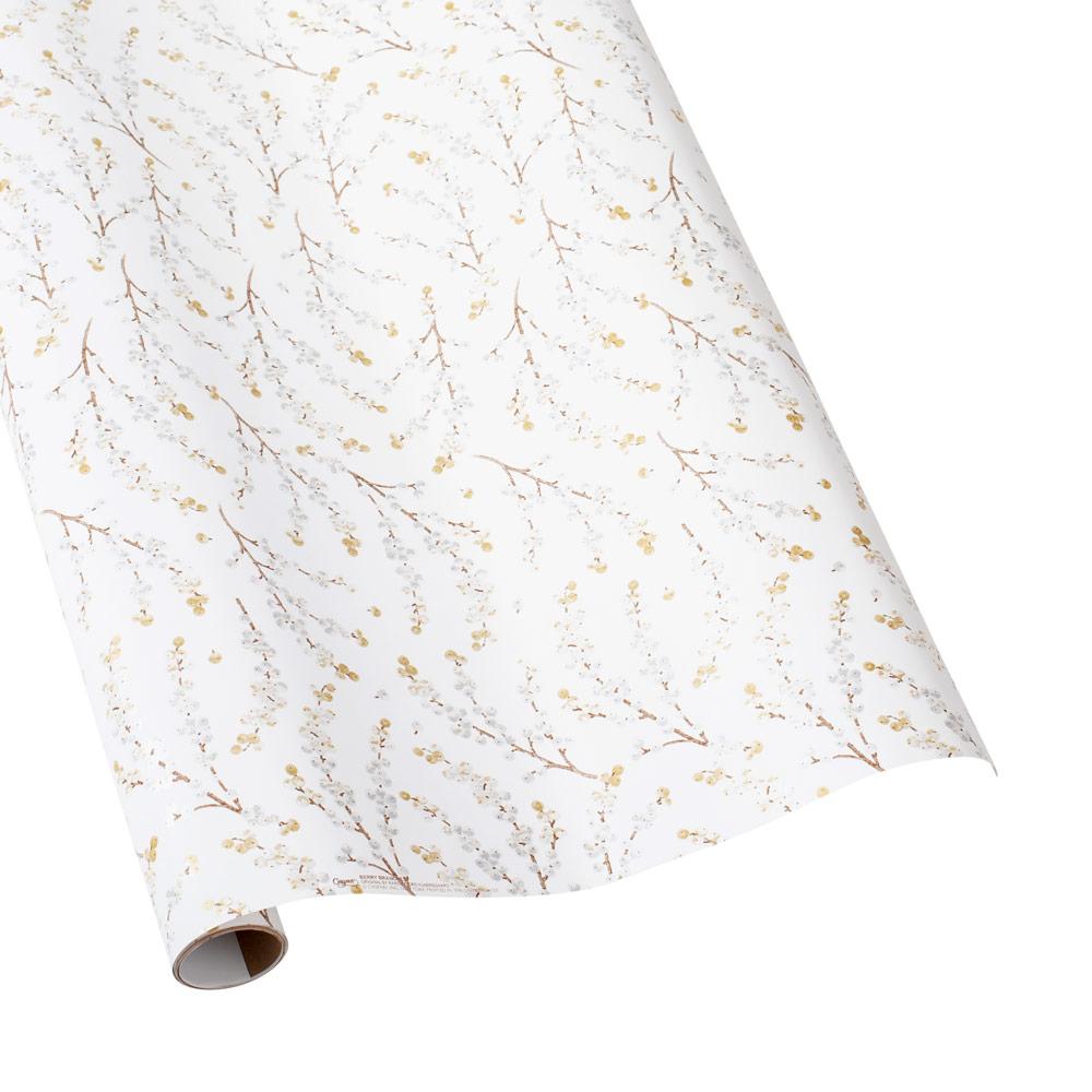 Gilded Holly Gift Wrapping Paper with Gold Foil - 76.2 cm x 182.9 cm Roll