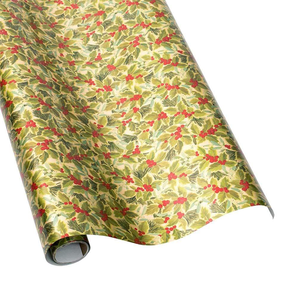 Christmas Wrapping Paper Elegant Holly Foil Jillson & Roberts