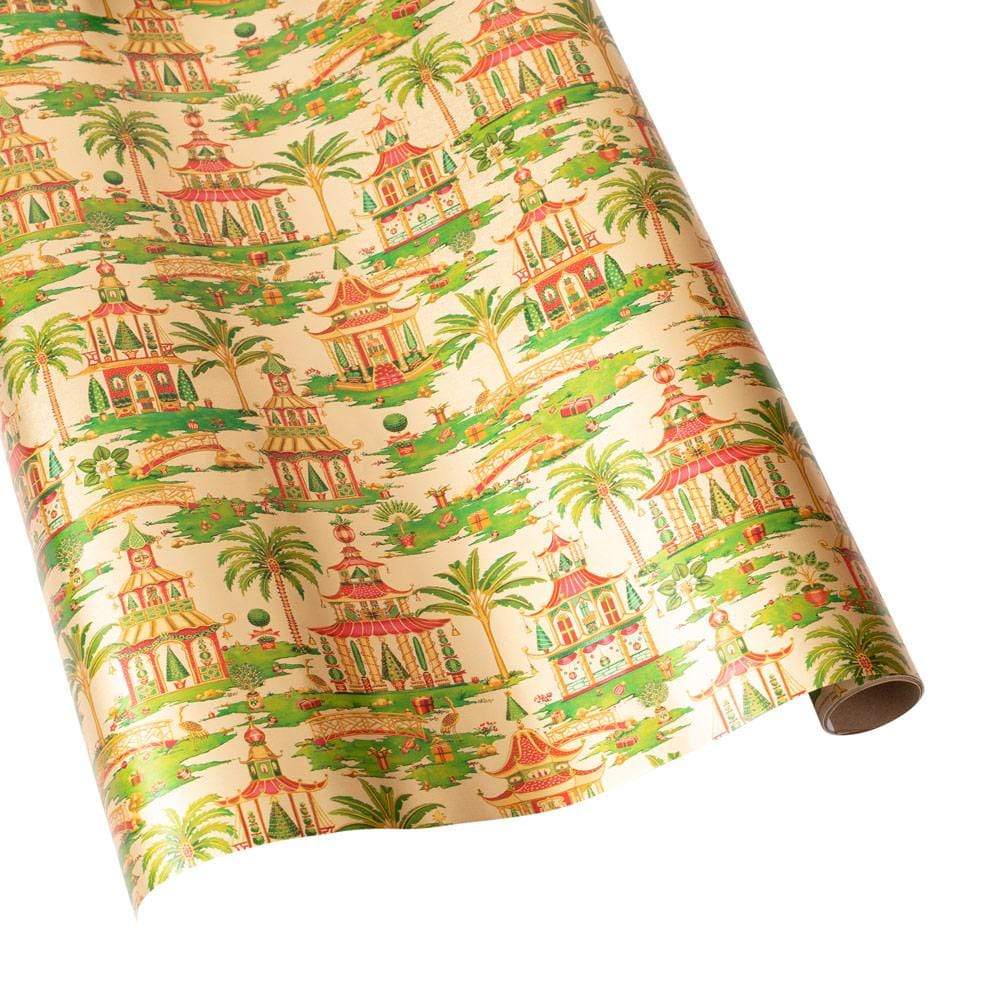 Wrapping Paper: Lime Pagoda gift Wrap, Birthday, Holiday, Christmas 