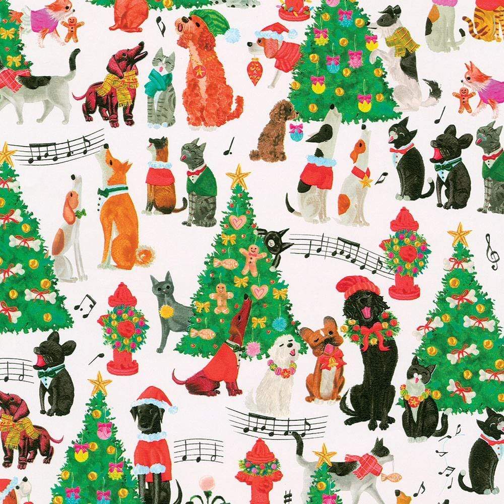 Caspari 8' Continuous Gift Wrap Roll, Dancing Santas