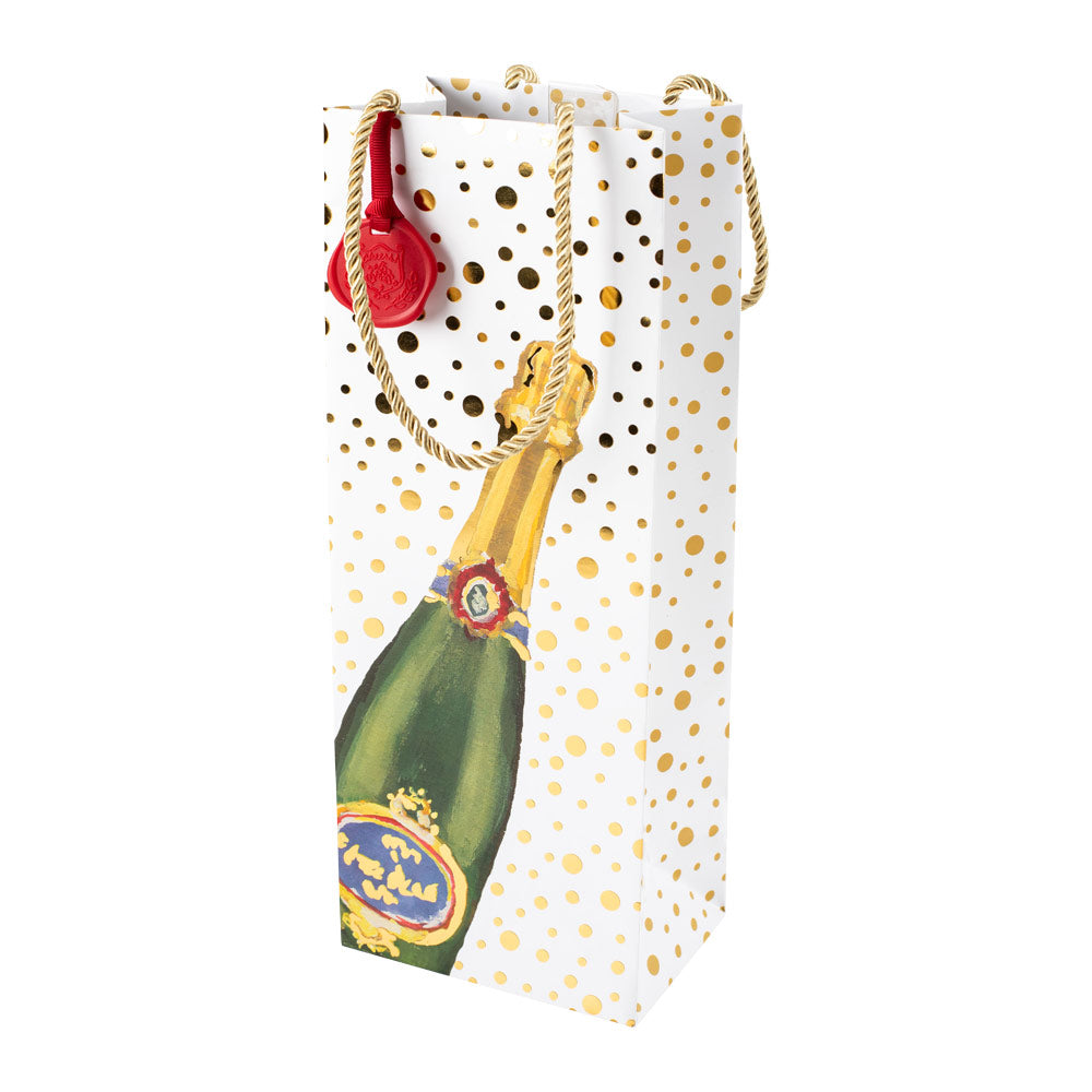 Caspari Painted Dots Wine & Bottle Gift Bag