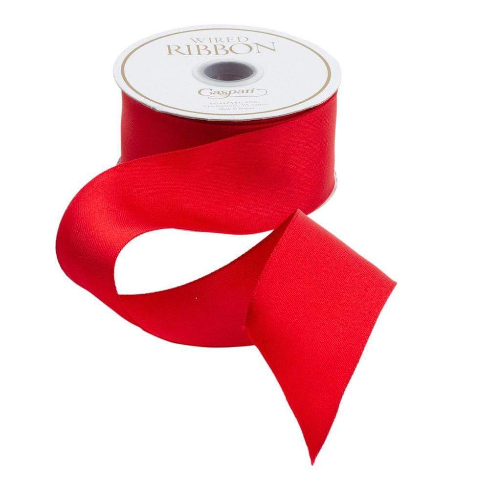 Caspari Solid Red Satin Wired Ribbon