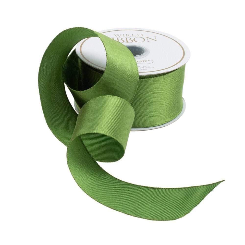  Caspari Solid White Satin Wired Ribbon - Two 27 Ft. Spools :  Health & Household