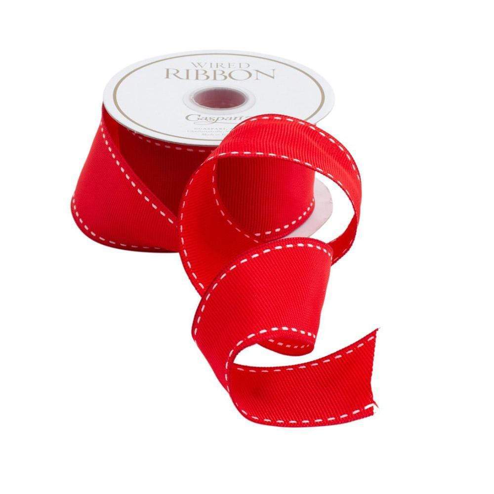 Caspari Grosgrain Wired Ribbon, Red