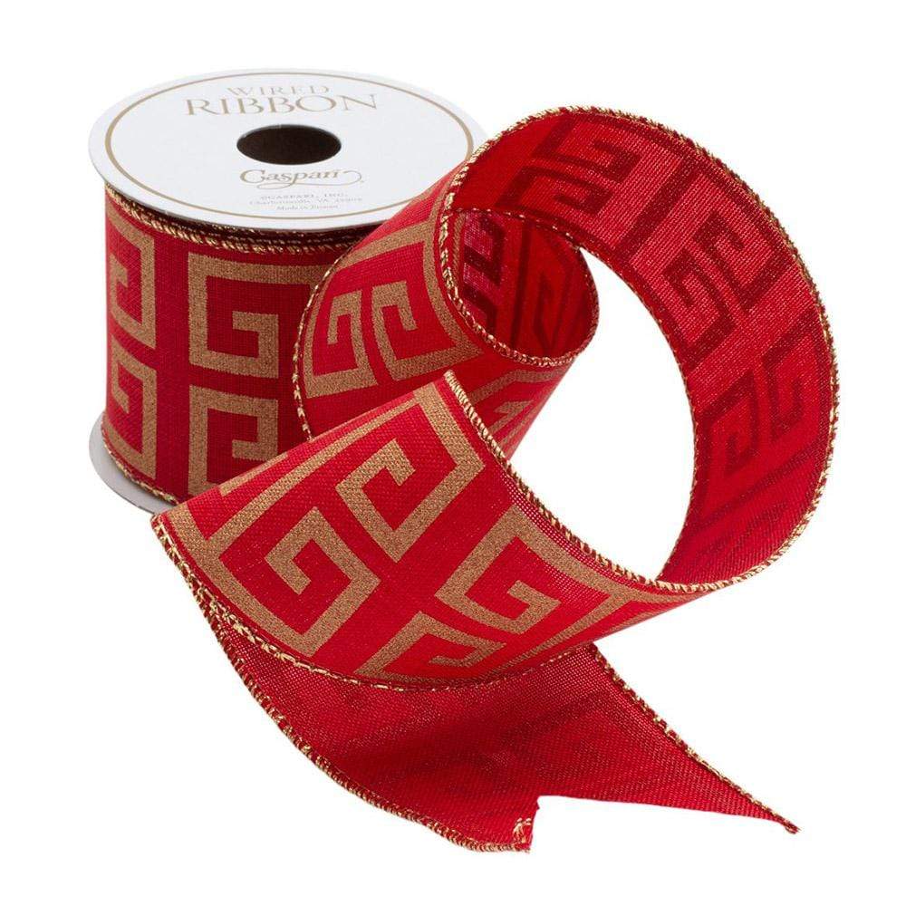 Caspari Grosgrain Wired Ribbon, Red