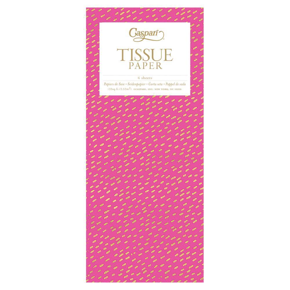 Caspari Fuchsia & Gold Little Dash Tissue Paper - 4 ct