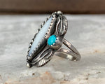 Sterling Navajo Mother of Pearl & Turquoise Ring, Size 5.25