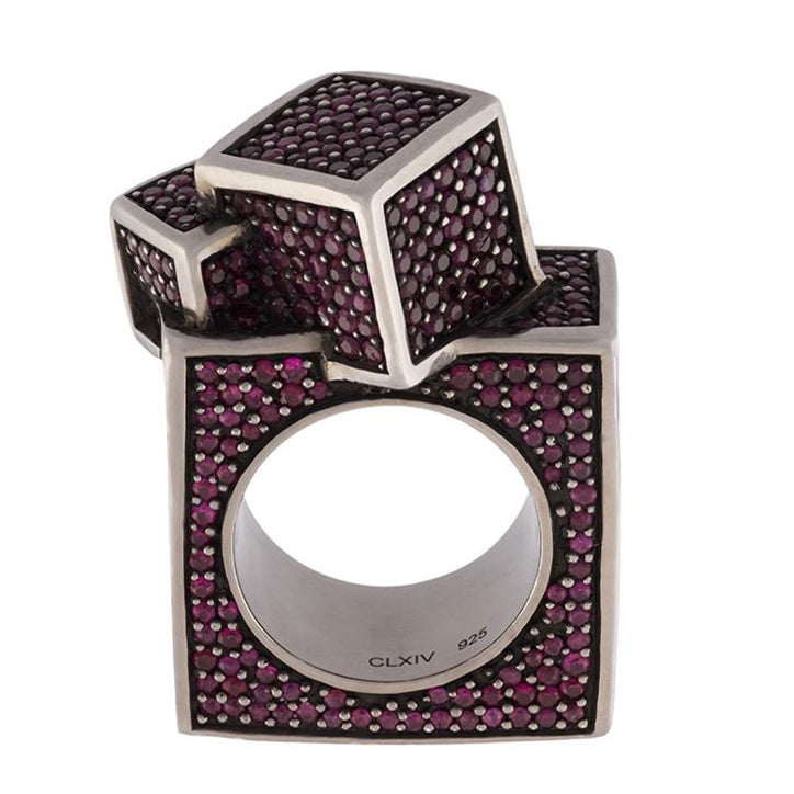 Ortho Square Checkers Silver Ring - John Brevard