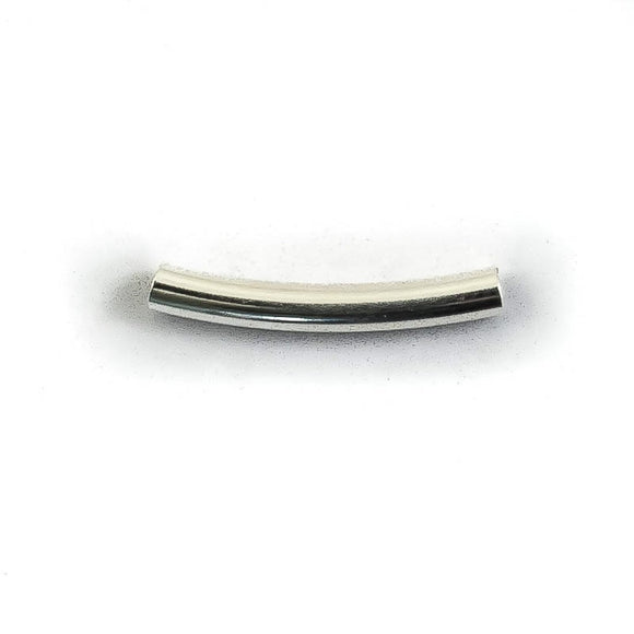 Metal 3x20mm curved tube silver 30pcs