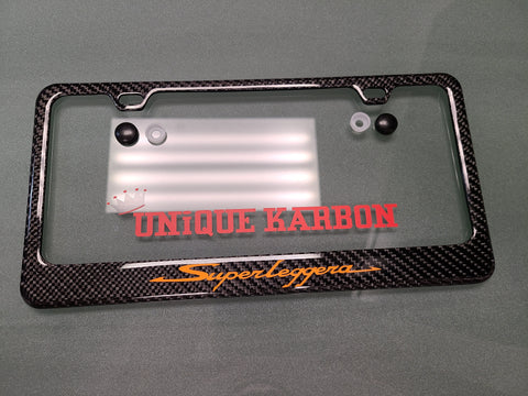 TWIN TURBO CARBON FIBER LOOK LICENSE PLATE FRAME W/ 2 GUNMETAL WASHERS &  BOLTS