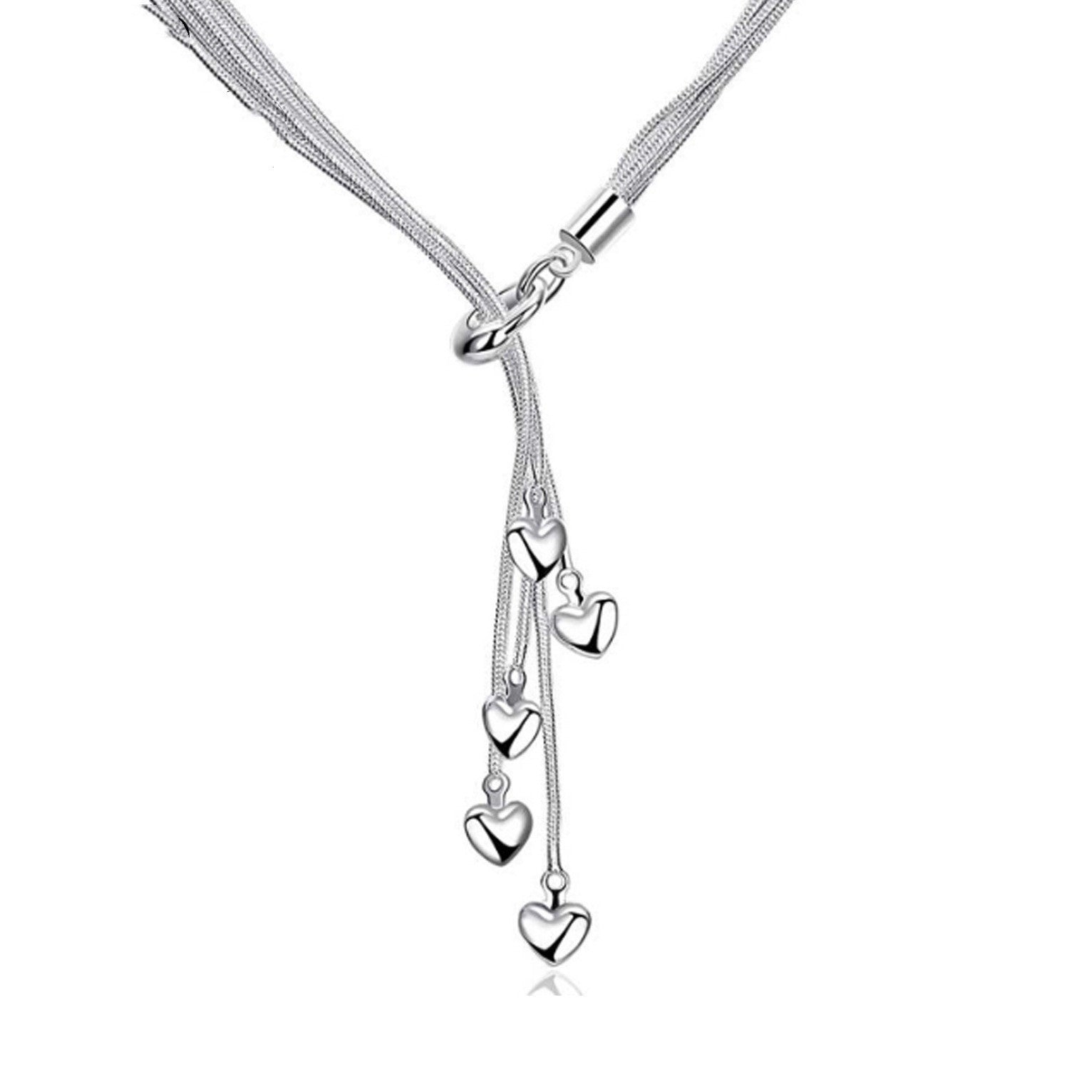 silver-plated-necklace-five-snake-bone-heart-necklaces