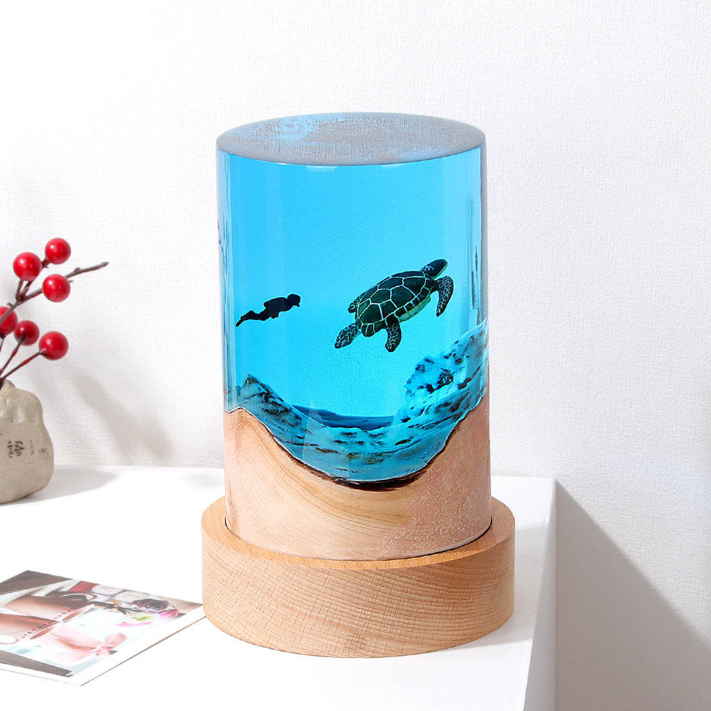 creative-desktop-ornaments-cylinder-solid-wood-resin-night-light