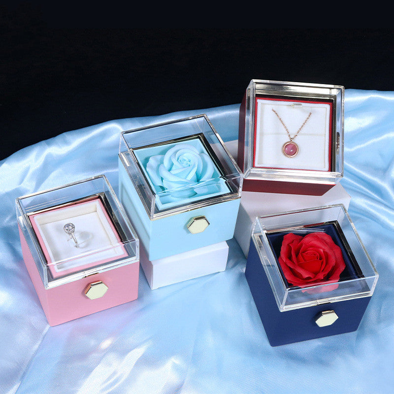 Rotating Soap Flower Rose Jewelry Packaging Box