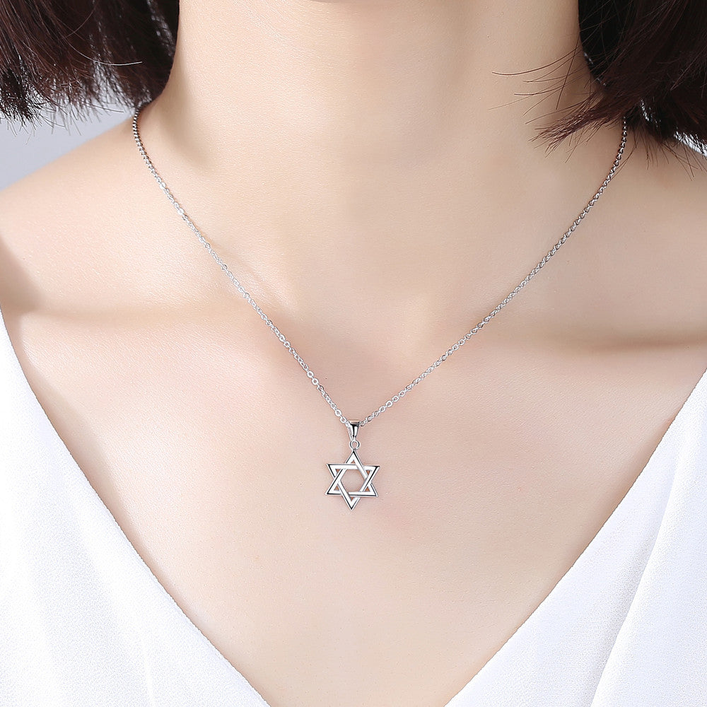 s925-silver-hexagram-necklace-pendant