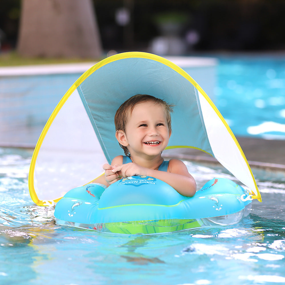 baby-swimming-float-with-canopy-inflatable-infant-floating-ring-kids-swim-pool-accessories-circle-bathing-summer-toys