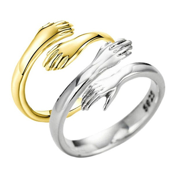 alloy-simple-hands-hug-ring-opening-adjustable-jewelry