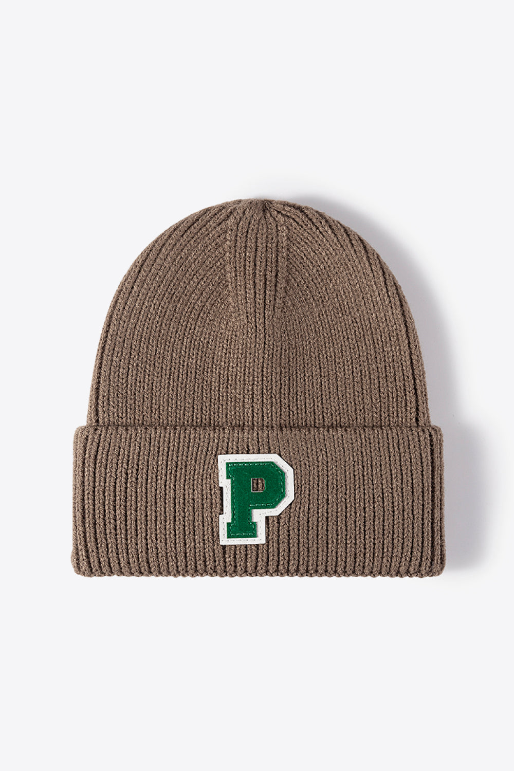 letter-patch-cuffed-knit-beanie