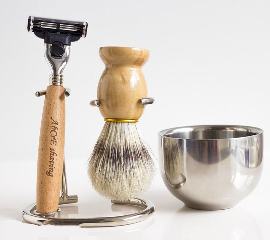 mens-shaving-set-with-solid-wood-handle