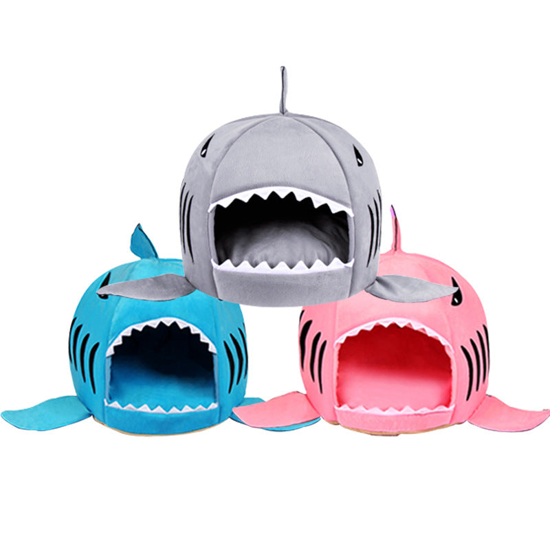 shark-shape-pet-dog-cat-bed-puppy-houses-lovery-warm-doggy