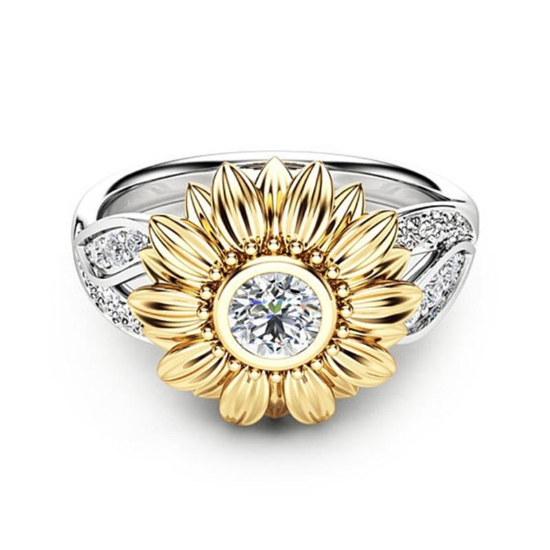 new-gold-plated-couple-ring-sunflower-flower-color-separation-zircon-ring