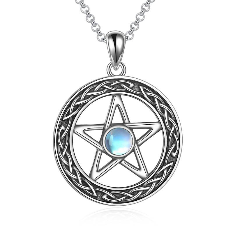 Pentagram Celtic Moonstone Necklace