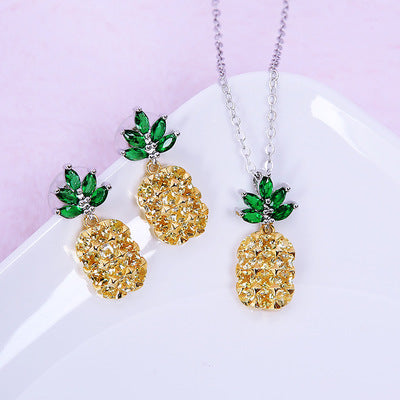 crystal-pineapple-earrings-necklace-set-coconut-tree-earrings