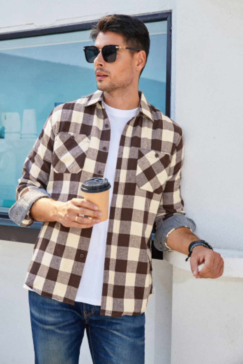 plaid-buttoned-long-sleeve-shirt-with-breast-pockets