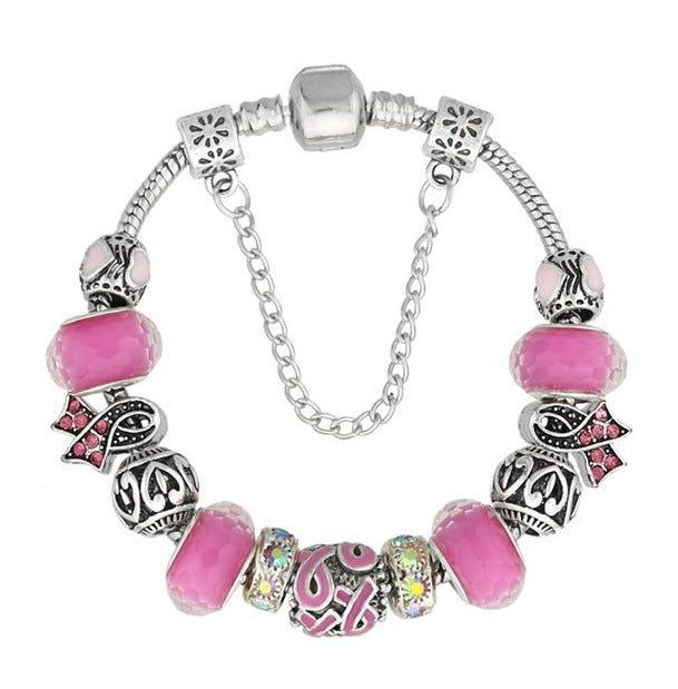 explosive-beaded-alloy-pink-ribbon-bracelet