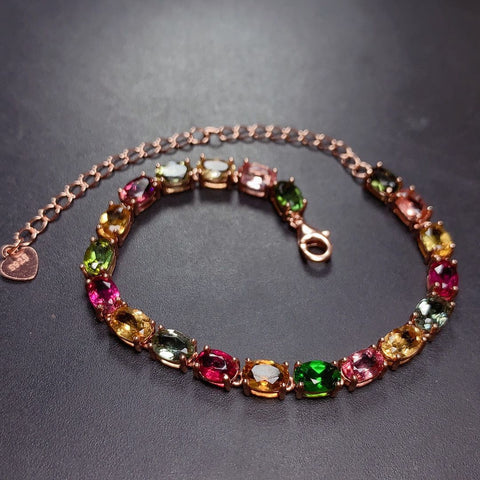 Natural Candy Color Tourmaline Bracelet Female Crystals