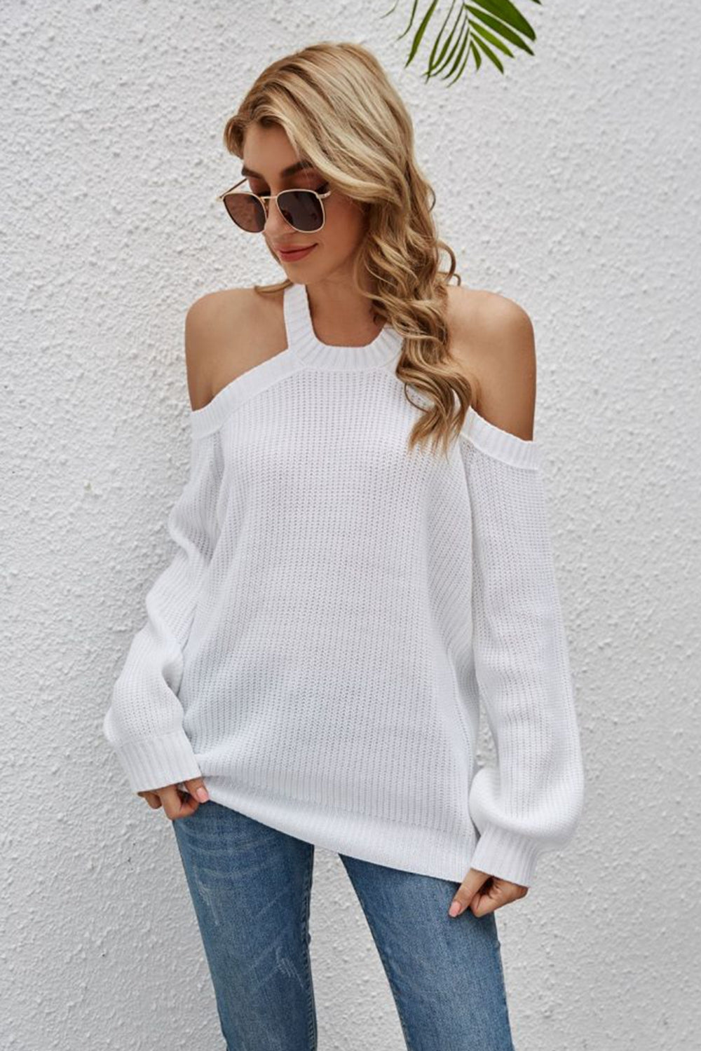 cutout-cold-shoulder-rib-knit-sweater