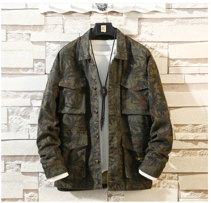 Mens Camouflage Denim Jeans Jacket & Coats