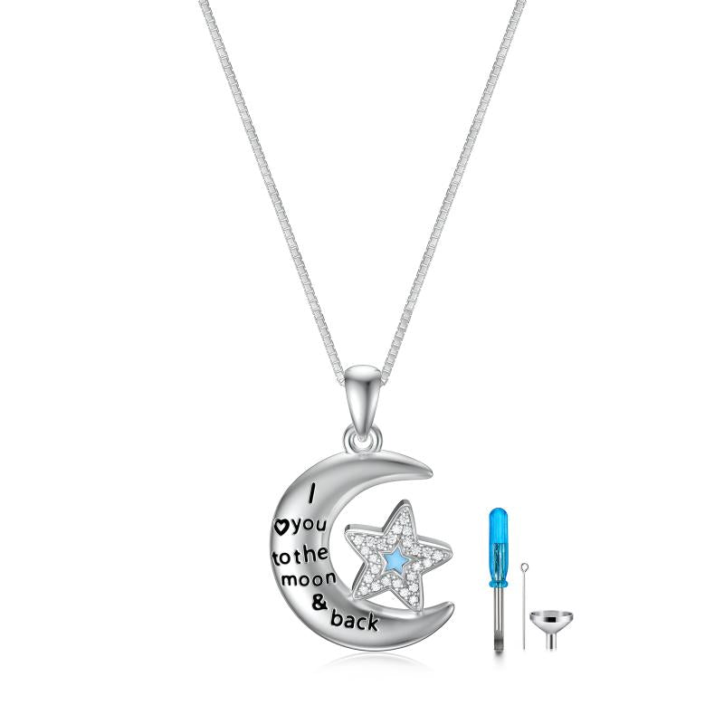 Cremation Jewelry for Ashes 925 Sterling Silver I Love You to the Moon and Back Urn Necklace for Wom