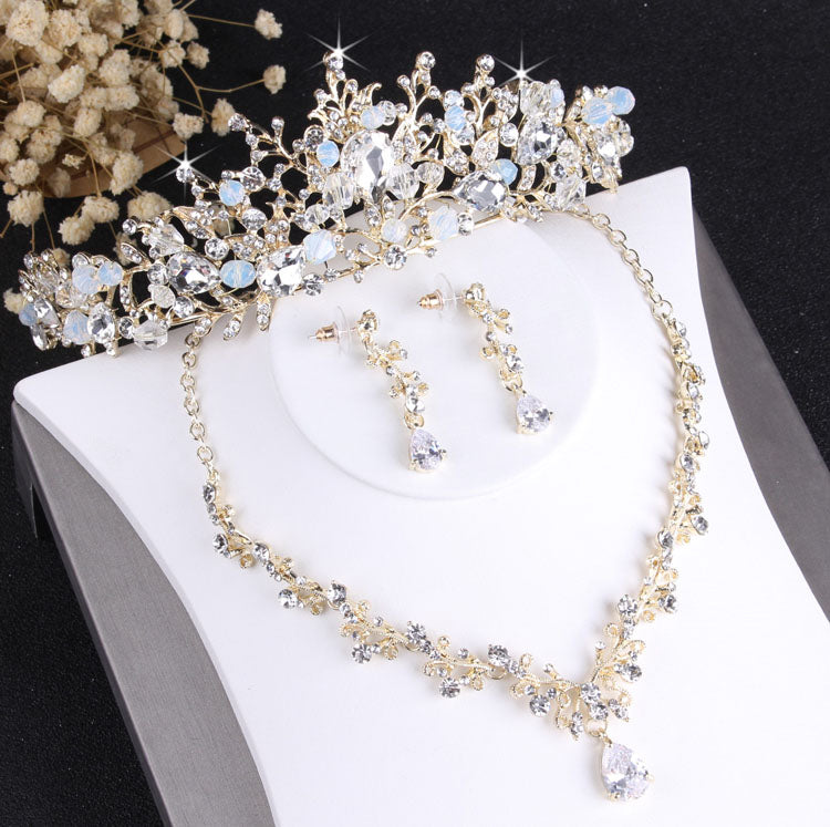 Light Gold With Handmade Crystal Princess Queen Crown