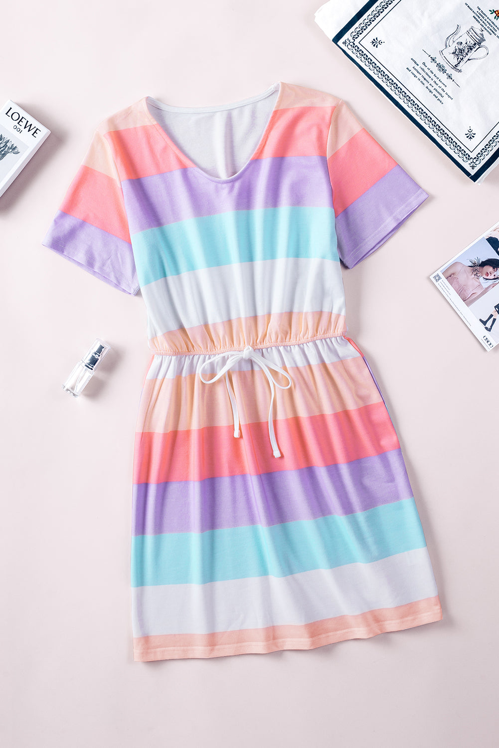 color-block-drawstring-t-shirt-dress